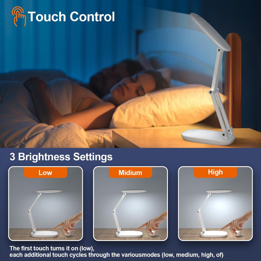 LED_Desk_Lamp_for_Office_Home_&_Battery_Operated_Lamp_Rechargeable_Lamp_Foldable_&_Portable_Light,_[2-Fold_Bracket]_3_Brightness_Dimmable_Small_Desk_Lamp_Wireless_Reading_Lamp_(White)