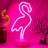Pink Flamingo LED Neon Light Sign for Bedroom & Girls Room Decor - USB/Battery Operation Night Lights with Pedestal