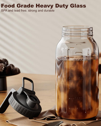 64_oz_Cold_Brew_Coffee_Maker,_Mason_Jar_Pitcher_with_304_SS_Filter_|_100μm_Fine_Mesh,_Stainless_Steel_Filter,_Airtight,_Leakproof,_Pour_Flip_Spout,_Ergonomic_Handle,_Wide_Mouth,_Heavy-Duty_Glass