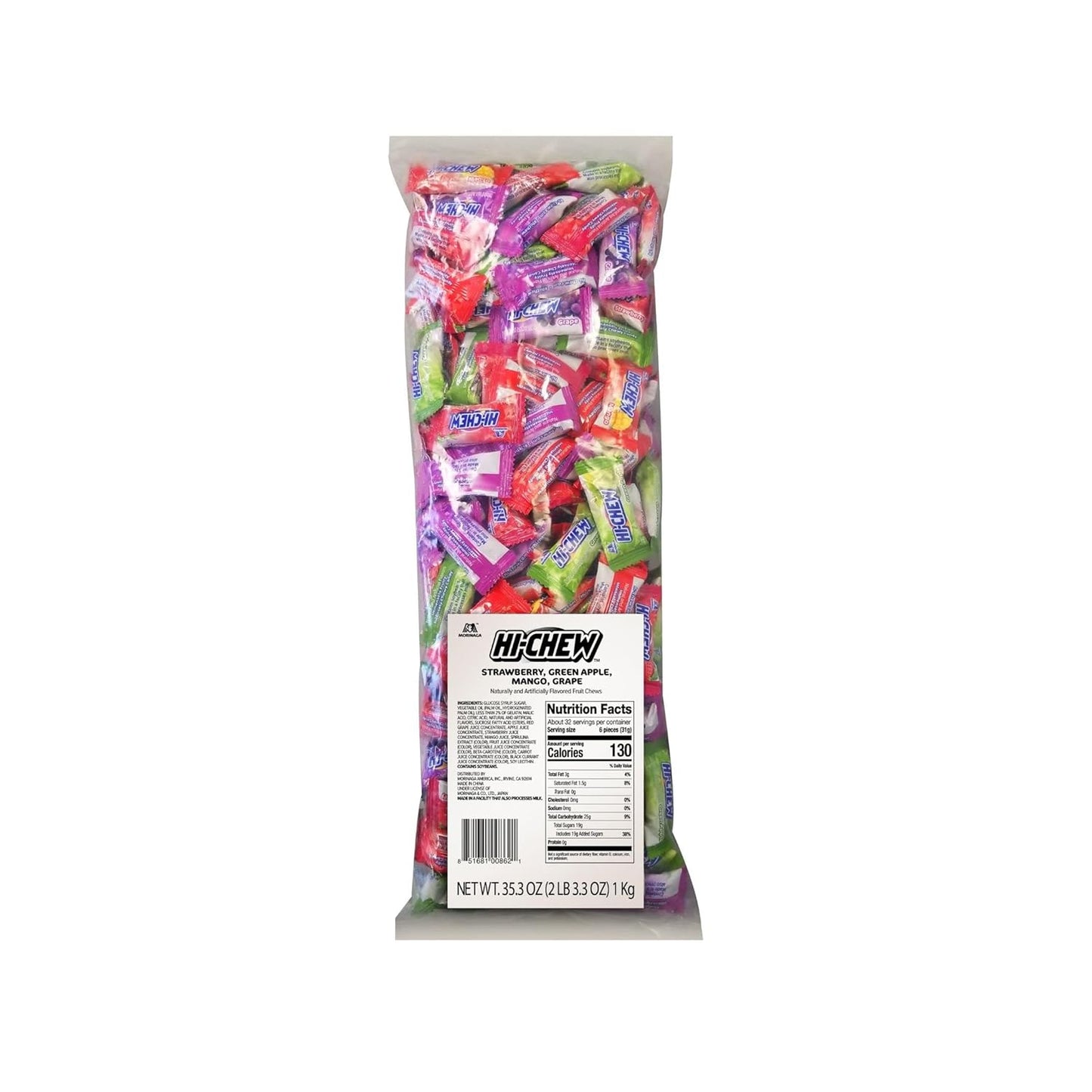 HI-CHEW_Assorted_Bulk_Candy_Bag,_Green_Apple_Strawberry_Mango_Grape,_Soft_&_Chewy_Candy_2lb_-_185+_Pieces_Individually_Wrapped_-_Made_with_Immensely_Juicy_Fruity_Flavors