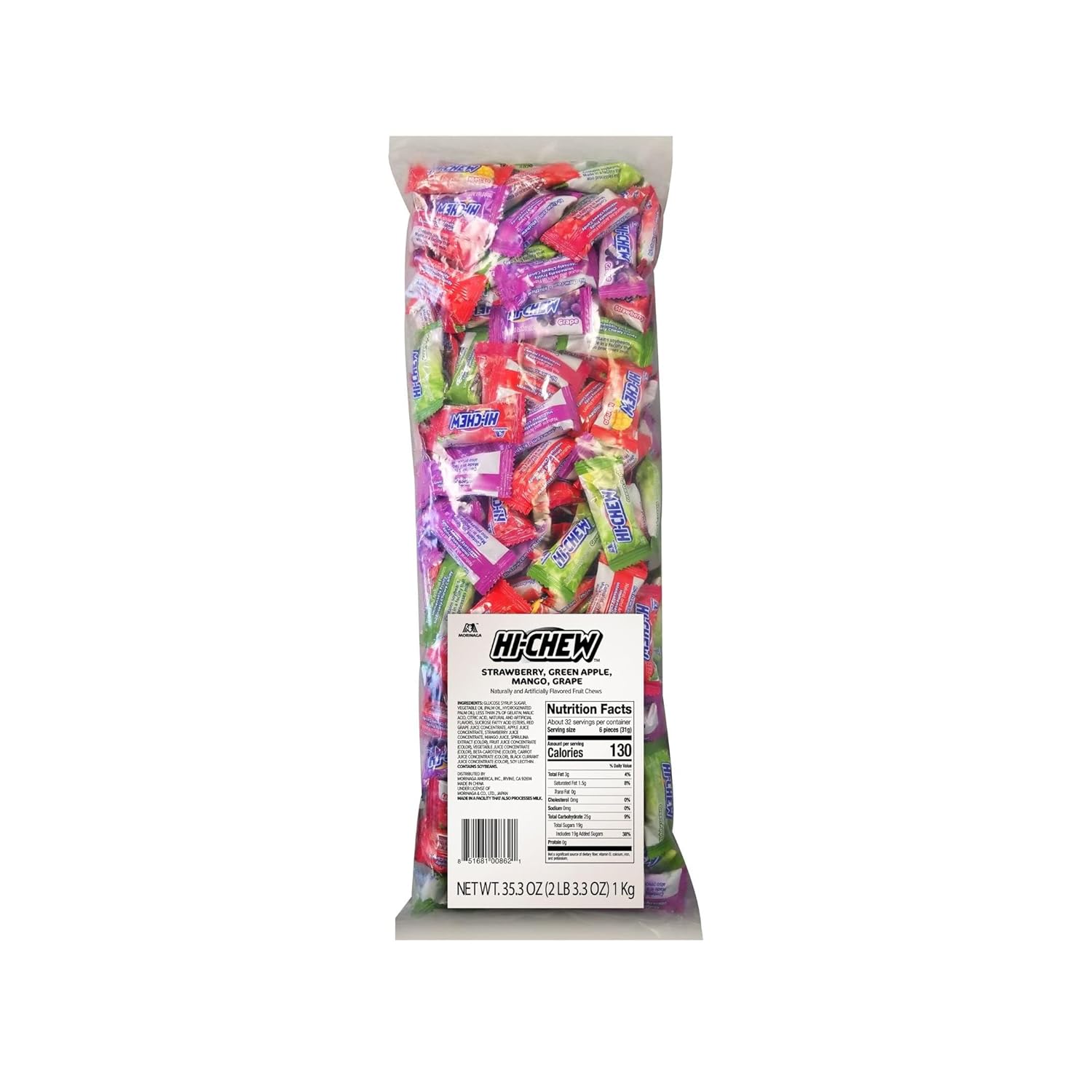 HI-CHEW_Assorted_Bulk_Candy_Bag,_Green_Apple_Strawberry_Mango_Grape,_Soft_&_Chewy_Candy_2lb_-_185+_Pieces_Individually_Wrapped_-_Made_with_Immensely_Juicy_Fruity_Flavors