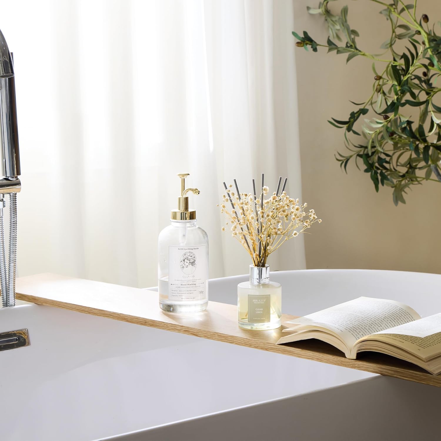 Reed_Diffuser_Set,3.38_fl_oz_(100_ml)_-_Clean_Linen_Oil_Diffusers_with_8_Reed_Sticks,Home_Fragrance_Reed_Diffuser_for_Bathroom_Shelf_Decor