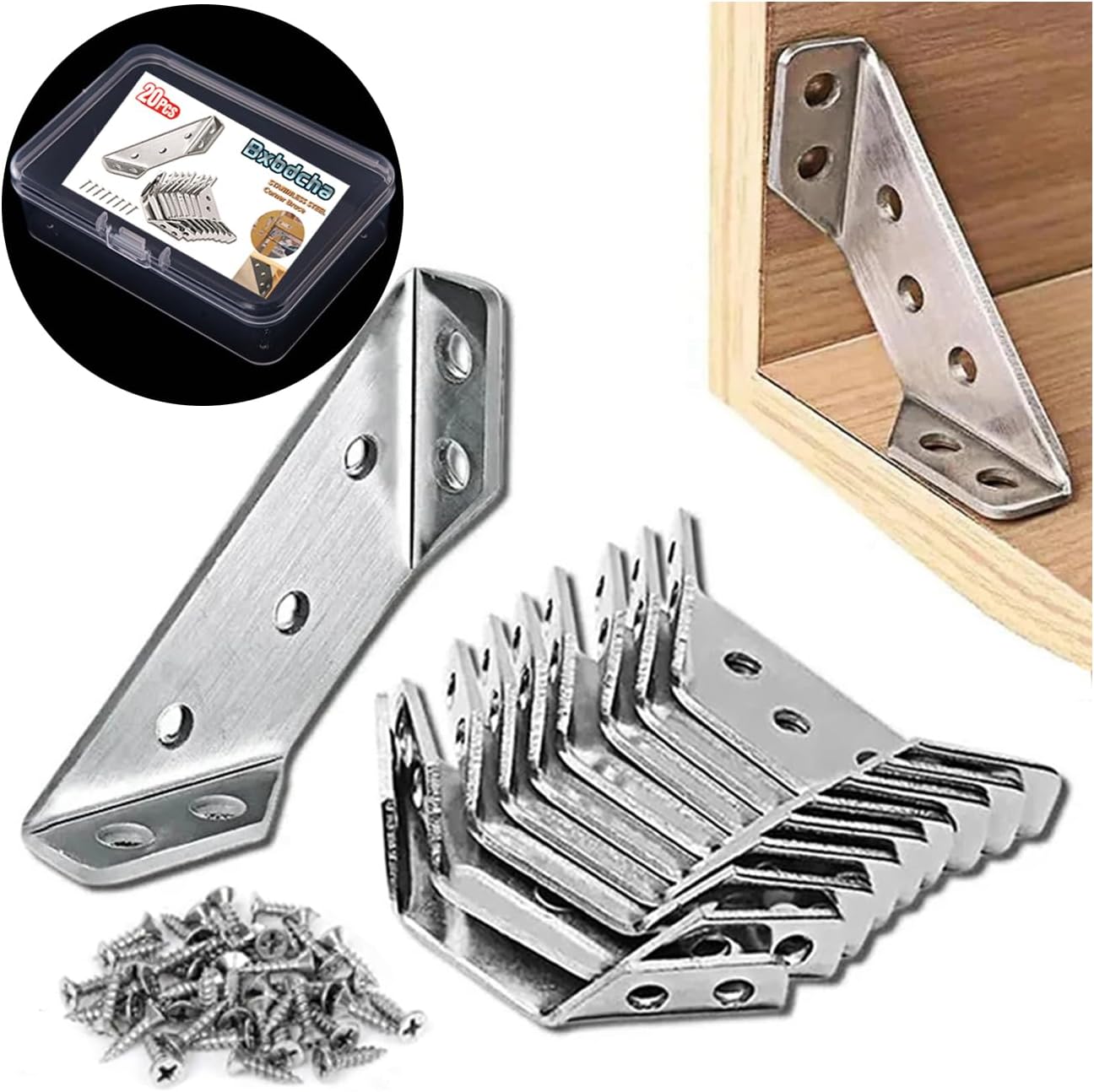 Furniture Corner Connector - 20PCS Universal Stainless Steel L Brackets ...