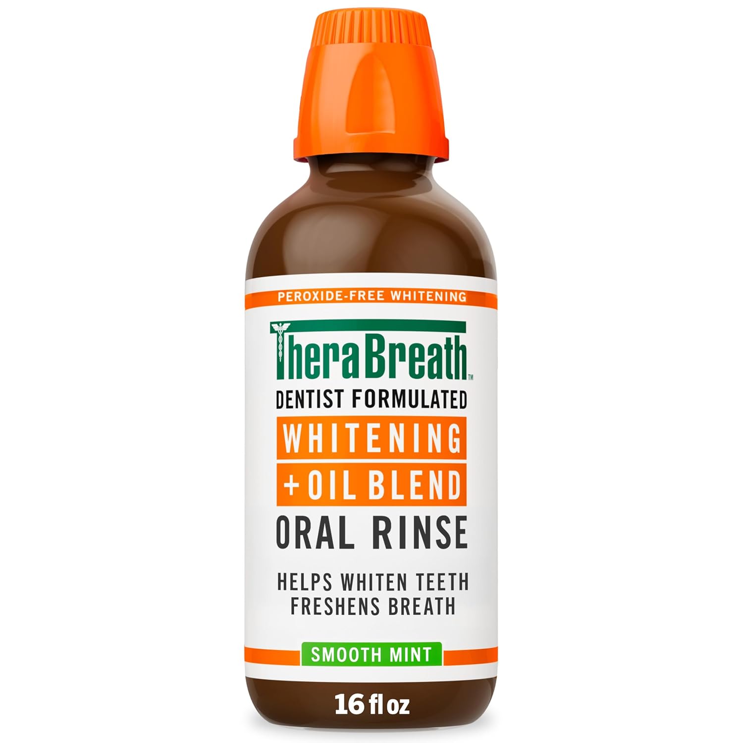 TheraBreath_Whitening_+_Oil_Blend_Oral_Rinse,_Alcohol-Free_&_Peroxide-Free_Mouthwash_Helps_Whiten_Teeth_&_Freshen_Breath,_Smooth_Mint,_16_Fl_Oz