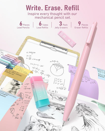 Four_Candies_School_Supplies_with_Cute_Pencil_Case,_39ct,_Pink_|_Back_to_School_Stationery_Set,_Essentials_for_College_&_Nursing_Students,_5_Gel_Pens,_6_Mechanical_Pencils,_12_Highlighters