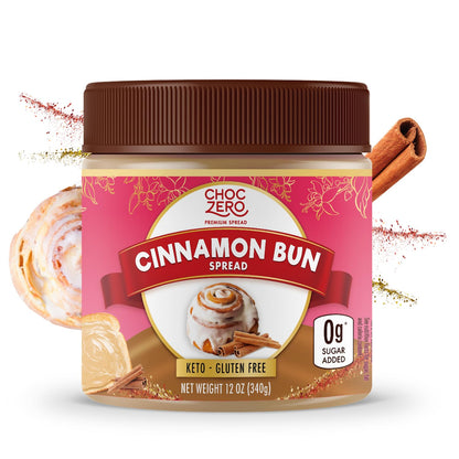 ChocZero Cinnamon Bun Spread, No Added Sugar, High Fiber, Low Carb Keto Breakfast &amp;amp; Dessert Spread, 12 oz Jar