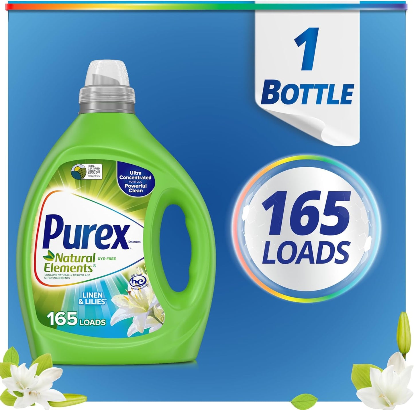 Purex_Natural_Elements_Fresh_Lilies_&_Linen_Liquid_Detergent,_82.5_oz,_165_Loads,_Ultra-Concentrated,_Dye-Free,_USDA_Certified_Biobased_Product