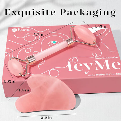 BAIMEI_IcyMe_Jade_Roller_&_Gua_Sha,_Face_Roller_Redness_Reducing_Skin_Care_Tools,_Self_Care_for_Men_Women,_Massager_for_Face,_Eyes,_Neck,_Relieve_Fine_Lines_and_Wrinkles_-_Rose_Quartz
