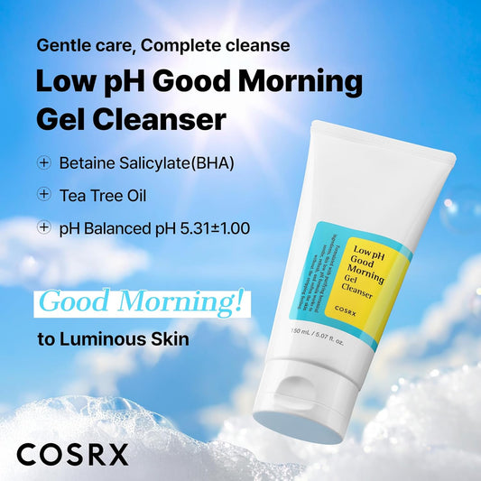 COSRX_Low_pH_Good_Morning_Gel_Face_Cleanser,_5.07_fl_oz,_BHA_Face_Wash,_Daily_Mild_Face_Cleanser_for_Sensitive_Skin,_PH_Balancing,_Korean_Skin_Care,_Korean_Face_Wash