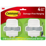 Command Broom Grippers, Damage-Free Mop and Broom Holder Wall Mount, Household Cleaning Tool Organizer for Kitchen, Laundry Room, Closet, Holds up to 4 lb