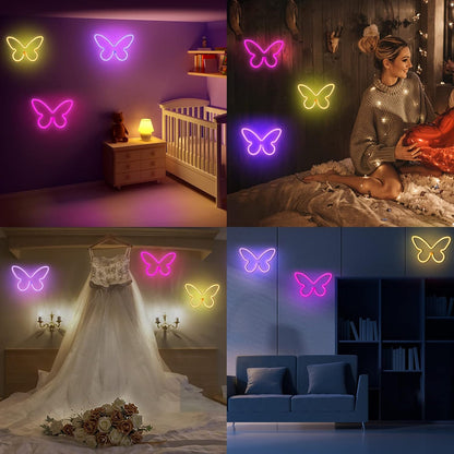 BRIGHTDECK_3_Pcs_Butterfly_Neon_Signs,_Neon_Light_for_Bedroom,_USB_or_3-AA_Battery_Powered_LED_Wall_Decor_for_Valentines_Day_Birthday_Gift,_Wedding,_Party,_Home_Decor_(Pink,_Purple,_Warm_white)