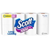 Scott 1000 Toilet Paper, 8 Rolls, Septic-Safe, 1-Ply Toilet Tissue  Wipes Sheets