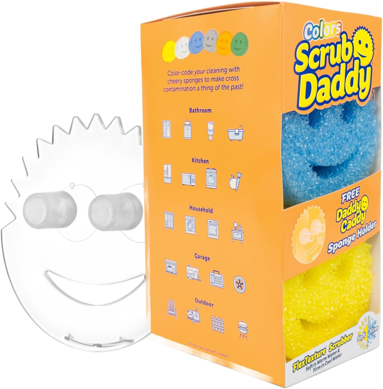 Scrub_Daddy_6_Kitchen_Sponges_&_1_Daddy_Caddy_Dish_Sponge_Holder_-_BPA_Free_&_Made_with_Polymer_Foam_-_Stain_&_Odor_Resistant,_Scratch-Free_Multipurpose_Scrubbers