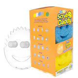 Scrub 6 Kitchen Sponges & 1 Daddy Caddy Dish Sponge Holder - BPA Free & Made with Polymer Foam - Stain & Odor Resistant, Scratch-Free Multipurpose Scrubbers