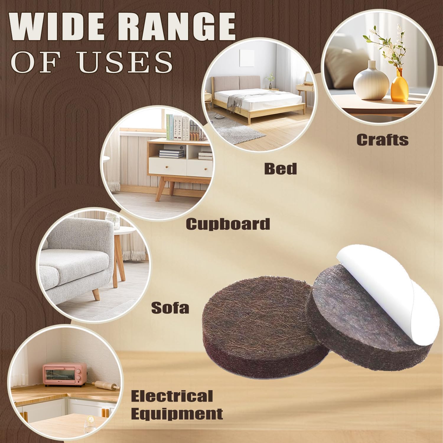 Yelanon_Felt_Furniture_Pads_-56_Pcs(1+2)”_Premium_Felt_Pads_for_Chair_Legs_Furniture,_Floor_Protectors_for_Hardwood_Floors,Brown