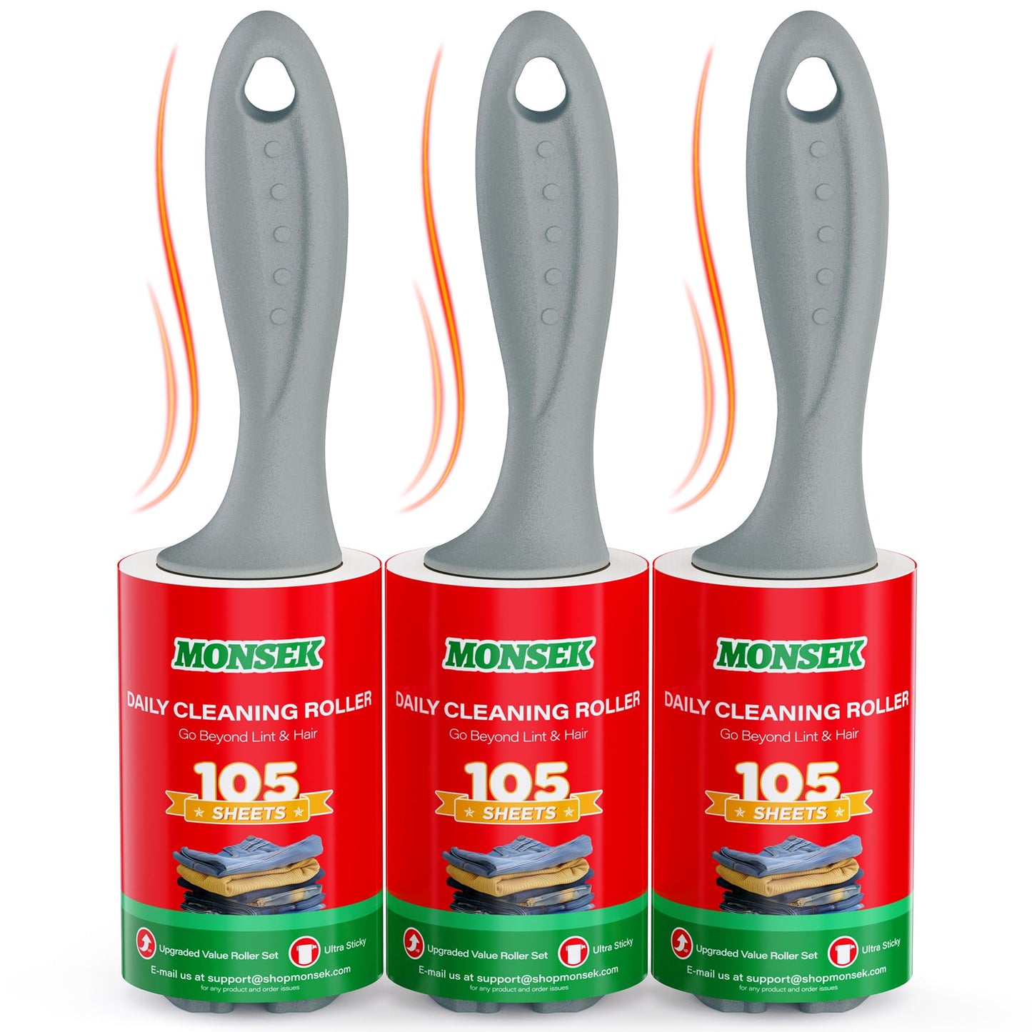 MONSEK 4X Extra Sticky Lint Roller for Pet Hair, Lint Rollers 315 Sheets Mega Value Set, Pet Hair Remover with 3 Upgraded Handle 3 Rollers, Portable Lint Remover for Clothes, Furniture, Dog &amp;amp; Cat Hair