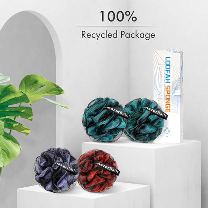 AmazerBath_Charcoal_Loofah_Sponge,_Shower_Loofah_60g/PCS_-_Body_Scrubber_Loofa_Set_of_4_-_Charcoal_Blue,_Green,_Purple_&_Red,_Bath_Sponge_for_Men_and_Women
