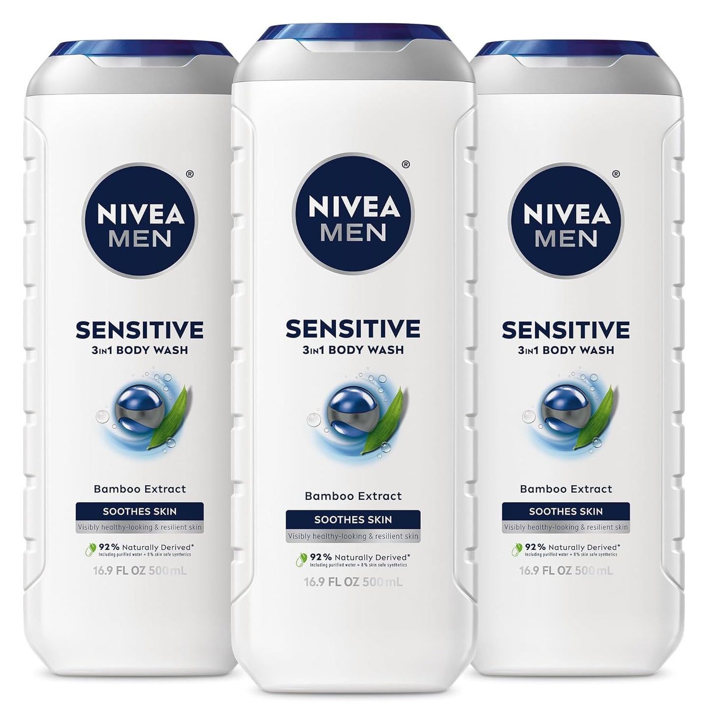 NIVEA_MEN_Sensitive_Body_Wash_with_Bamboo_Extract,_Moisturizing_Body_Wash_for_Sensitive_Skin,_Soap_Free_Shower_Gel_for_Men_with_No_Drying_Alcohol,_16.9_Fl_Oz_Bottle,_Pack_of_3