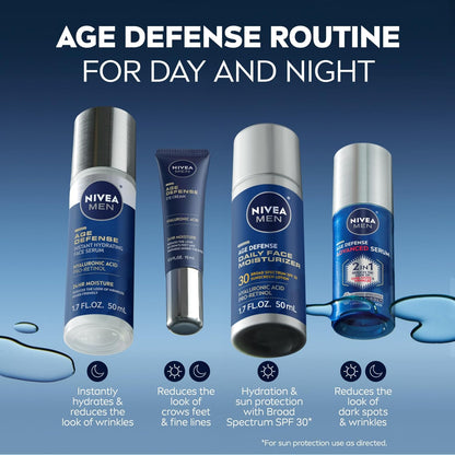 NIVEA_MEN_Age_Defense_Daily_Face_Moisturizer_with_Broad_Spectrum_SPF_30_Sunscreen,_Pro-Retinol_and_Hyaluronic_Acid,_Beard-Friendly_Face_Lotion_Helps_Defend_Against_UVA/UVB_Rays,_1.7_Fl_Oz_Bottle