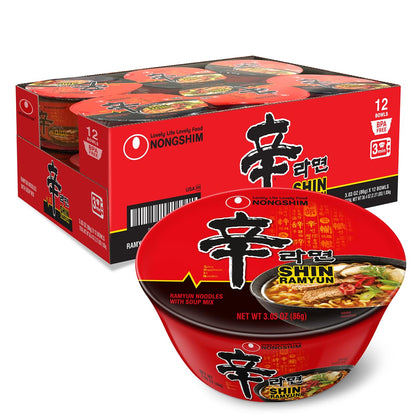 Nongshim_Shin_Ramyun_Bowl_Noodles,_Spicy_Korean_Signature_Instant_Ramyun,_Rich_Beef_Flavored_Broth,_Quick_and_Easy,_Microwaveable_Bowl,_3.03_oz_(Pack_of_12)