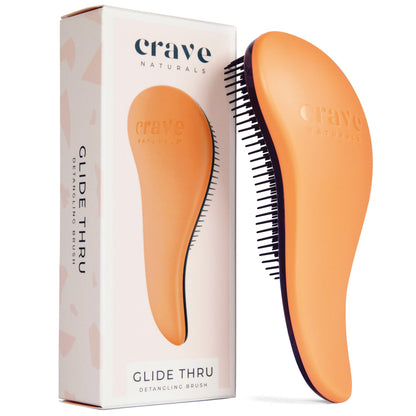 Crave Naturals Glide Thru Hair Brush - Detangler Brush for Curly, Straight, Wet or Dry Hair - Gentle Detangling Brusheses for Adults, Kids, Toddlers - Hair Accessories for Women, 7.5&amp;#34;x3&amp;#34; - Coral