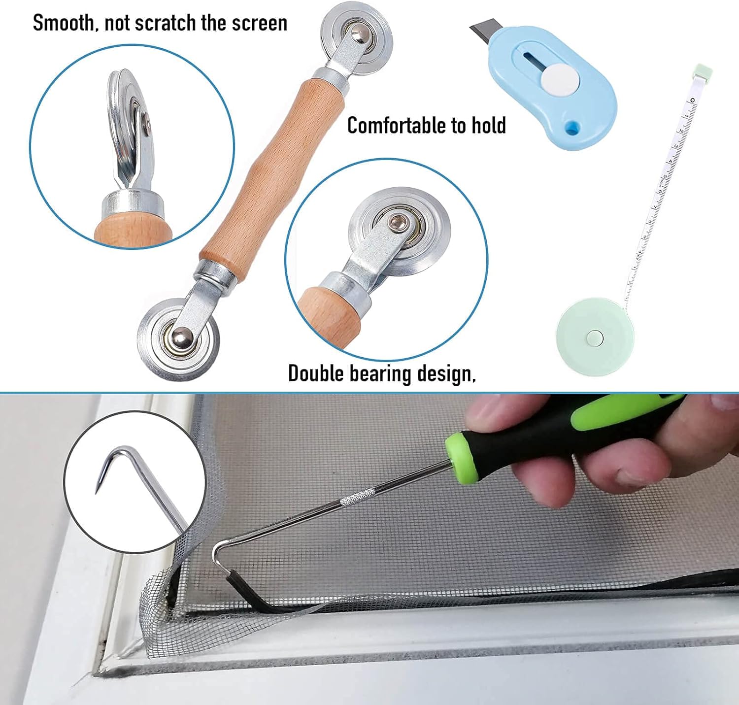 Windows_Screen_and_Screen_Door_Repair_Kit,_48"x118"_Charcoal_Fiberglass_Mesh_with_Rolling_Tool/Hook/Ruler/Cutter/Spline_-_Window_Screen_&_Sliding_Screen_Door_Replacement_for_Windows,_TOOLTRIZ