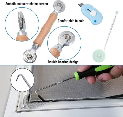 Windows_Screen_and_Screen_Door_Repair_Kit,_48"x118"_Charcoal_Fiberglass_Mesh_with_Rolling_Tool/Hook/Ruler/Cutter/Spline_-_Window_Screen_&_Sliding_Screen_Door_Replacement_for_Windows,_TOOLTRIZ