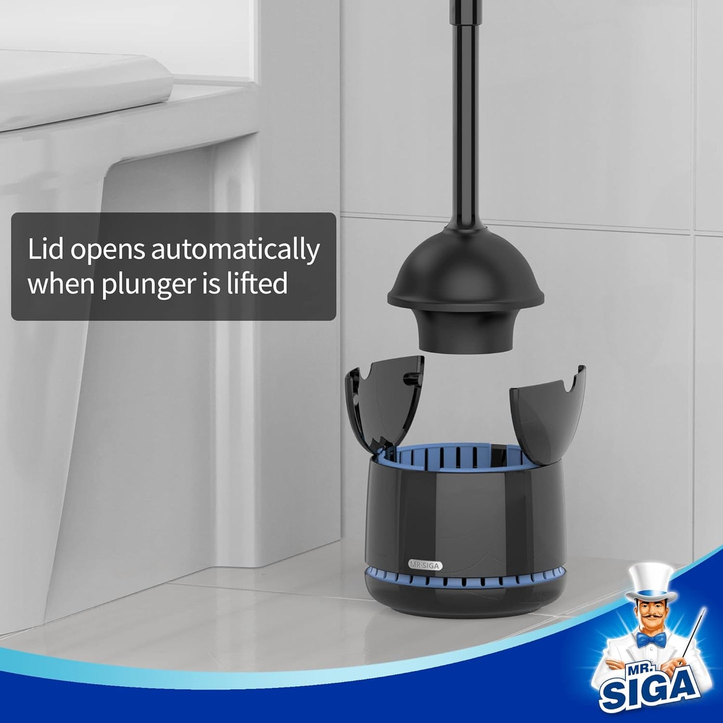 MR.SIGA_Toilet_Plunger_with_Holder,_Heavy_Duty_Toilet_Plunger_and_Holder_Combo_for_Bathroom_Cleaning,_Black