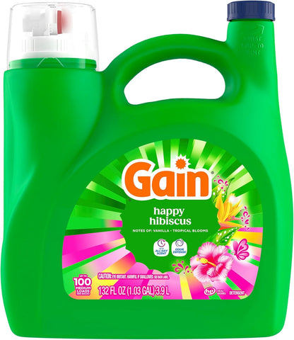 Gain_Liquid_Laundry_Detergent,_With_Odor_Defense,_Happy_Hibiscus_Scent,_Laundry_Soap_For_HE_Washing_Machines,_132_fl_oz,_100_Loads_(Packaging_May_Vary)