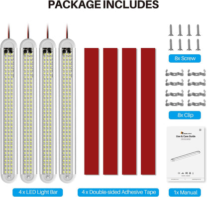 12v_LED_Interior_Light_Bar，CT_CAPETRONIX_120LEDs_1500LM_8W_DC_12_Volt_led_Strip_Lights_with_ON/Off_Switch，for_Enclosed_Cargo_Trailer,_Car_RV_Van_Truck_Lorry_Camper_Boat_Caravan_Motorhome_(4Pack)