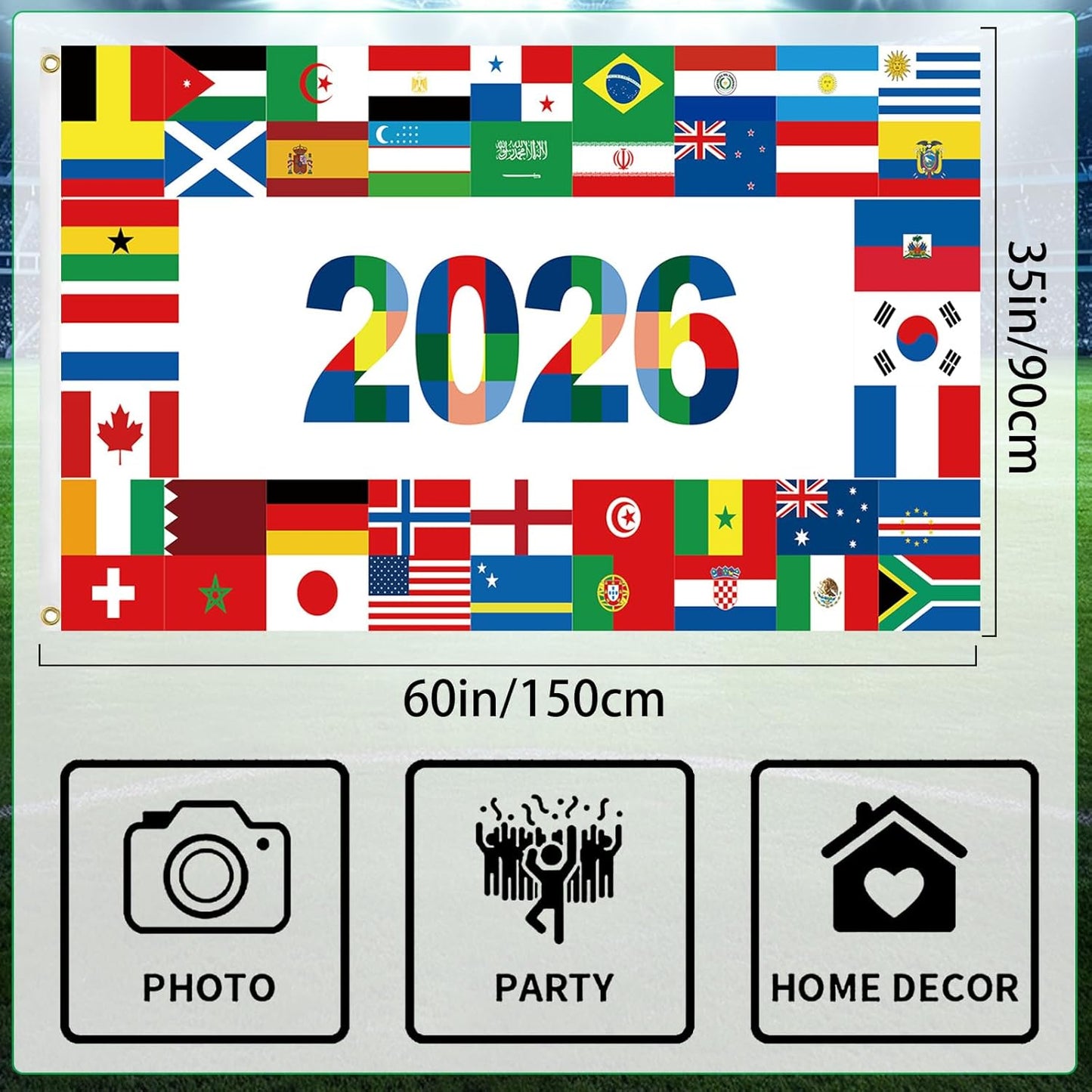World_Cup_Flag_2026_International_Country_Flag&Trophy_Showcase_Decorations_Football_Supporters_Banner,Soccer_Merchandise_Accessories,Great_Soccer_Fans_Gifts,59x35in_Yard_Sign_Garden_Outdoor_Flag