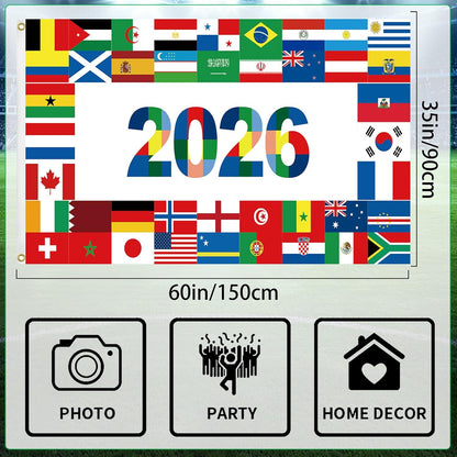 World_Cup_Flag_2026_International_Country_Flag&Trophy_Showcase_Decorations_Football_Supporters_Banner,Soccer_Merchandise_Accessories,Great_Soccer_Fans_Gifts,59x35in_Yard_Sign_Garden_Outdoor_Flag