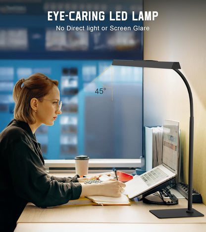 LED_Desk_Lamp_for_Home_Office_with_Base,_Eye-Caring_Architect_Task_Light_with_Adjustable_Gooseneck_12W_USB_Adapter_Touch_Control_5_Dimmable_Brightness_&_Color_Tall_Lamp_for_Reading,_Craft
