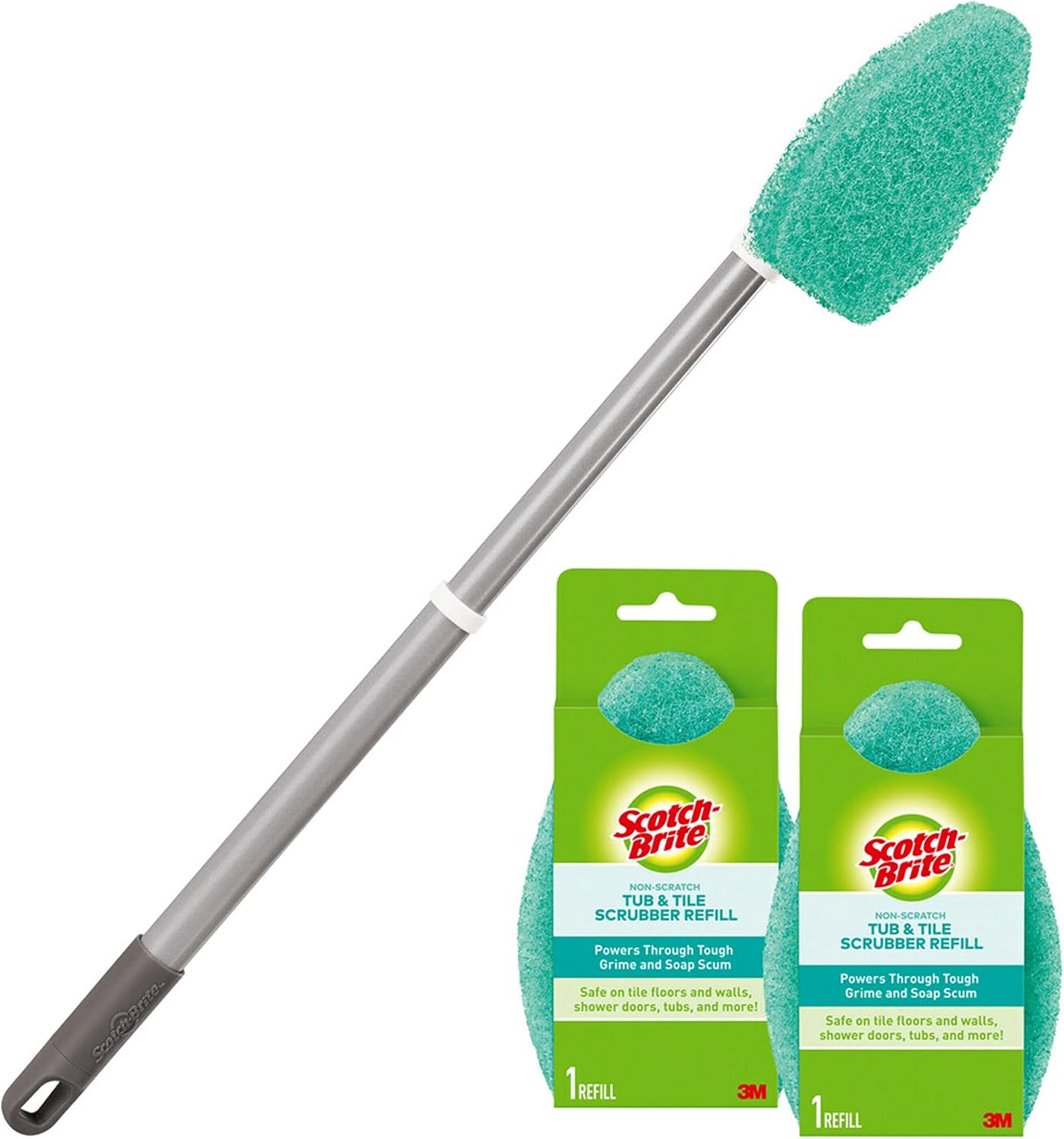 Scotch-Brite_Extendable_Tub_&_Tile_Scrubber_Kit,_Includes_1_Handle_and_3_Non-Scratch_Scrubber_Pads