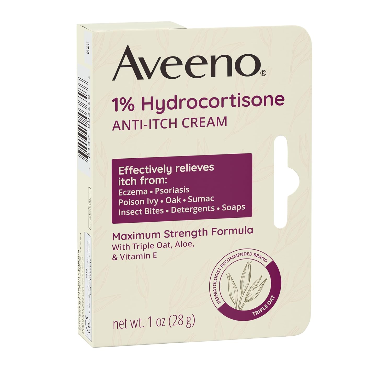 Aveeno_Maximum_Strength_1%_Hydrocortisone_Anti-Itch_Cream,_Triple_Oat,_Aloe_&_Vitamin_E_For_Itch_Relief_From_Eczema,_Psoriasis,_Insect_Bites,_Poison_Ivy,_Oak_&_Sumac_&_Detergents,_1_oz,_2_Pack