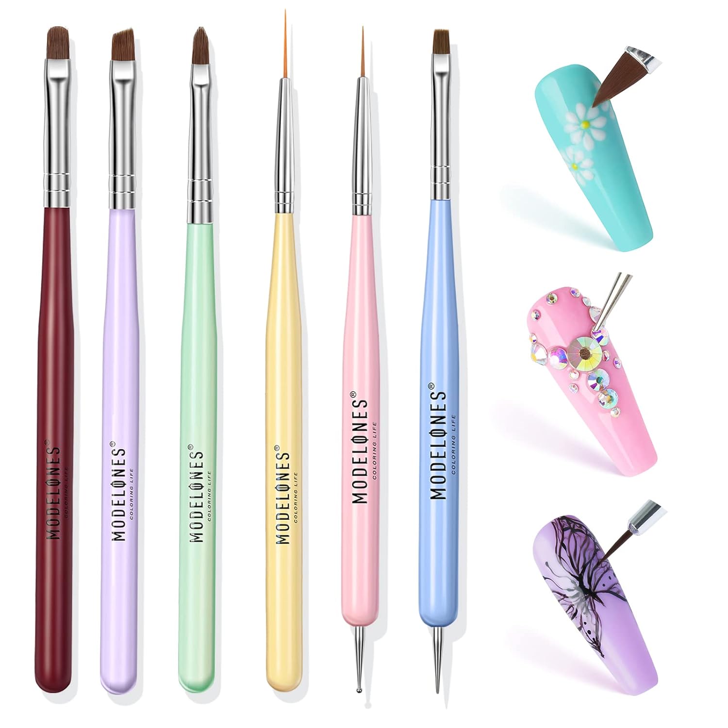 Modelones_Nail_Art_Brushes_Set,_Nail_Brush_kit_Gel_Polish,_Extension_Gel,_Liner,_Clean_up,_Carving,_Apex_Building,_Dotting_Pens_Professional_Tools_for_Drawing_Painting_3D_Design_Salon_&_DIY_Use