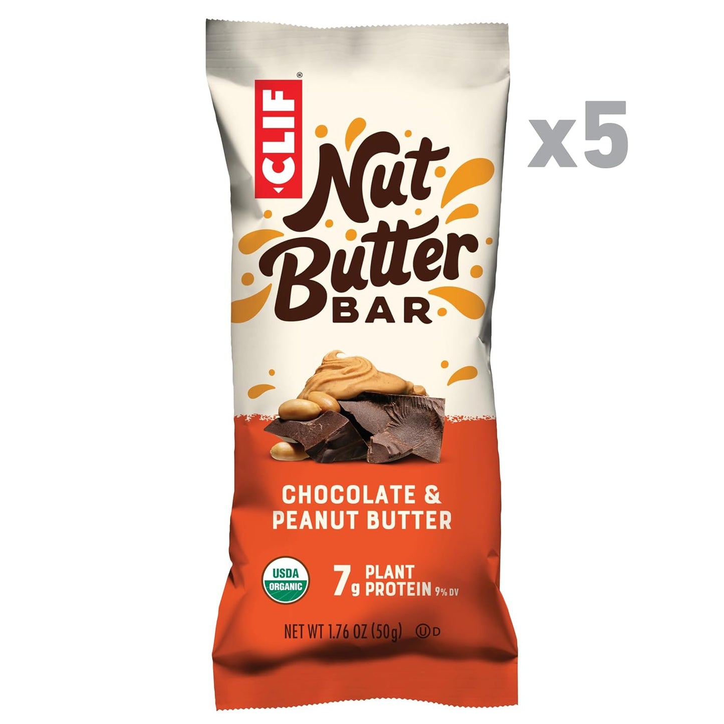 CLIF_Nut_Butter_Bar_-_Chocolate_Peanut_Butter_-_Filled_Energy_Bars_-_Non-GMO_-_USDA_Organic_-_Plant-Based_-_Low_Glycemic_-_1.76_oz._(5_Pack)