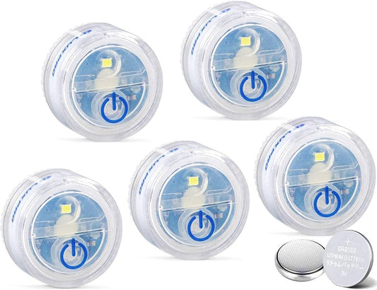 LUXPRO_Waterproof_Micro_LED_Puck_Lights_-_Adhesive_Lighting_Ideal_for_Under_Cabinets,_in_Tackle_Boxes,_or_On_Bookcases_-_Includes_Batteries_-_5_Pack