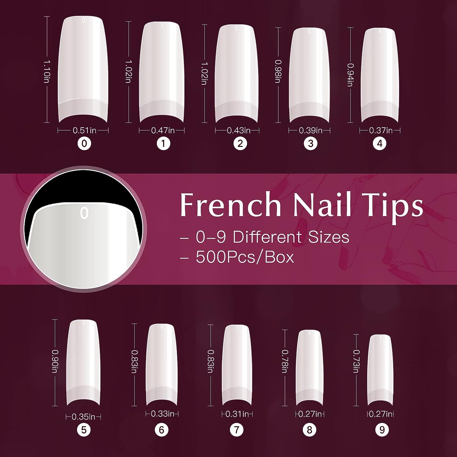 500PCS_Half_Cover_False_Nails_Tips_-_Acrylic_Nail_Tips,_krofaue_10_Sizes_Lady_French_Style_Acrylic_Artificial_Tip_Manicure_with_Box_for_Nail_Tips_Art_Salons_and_Home_DIY