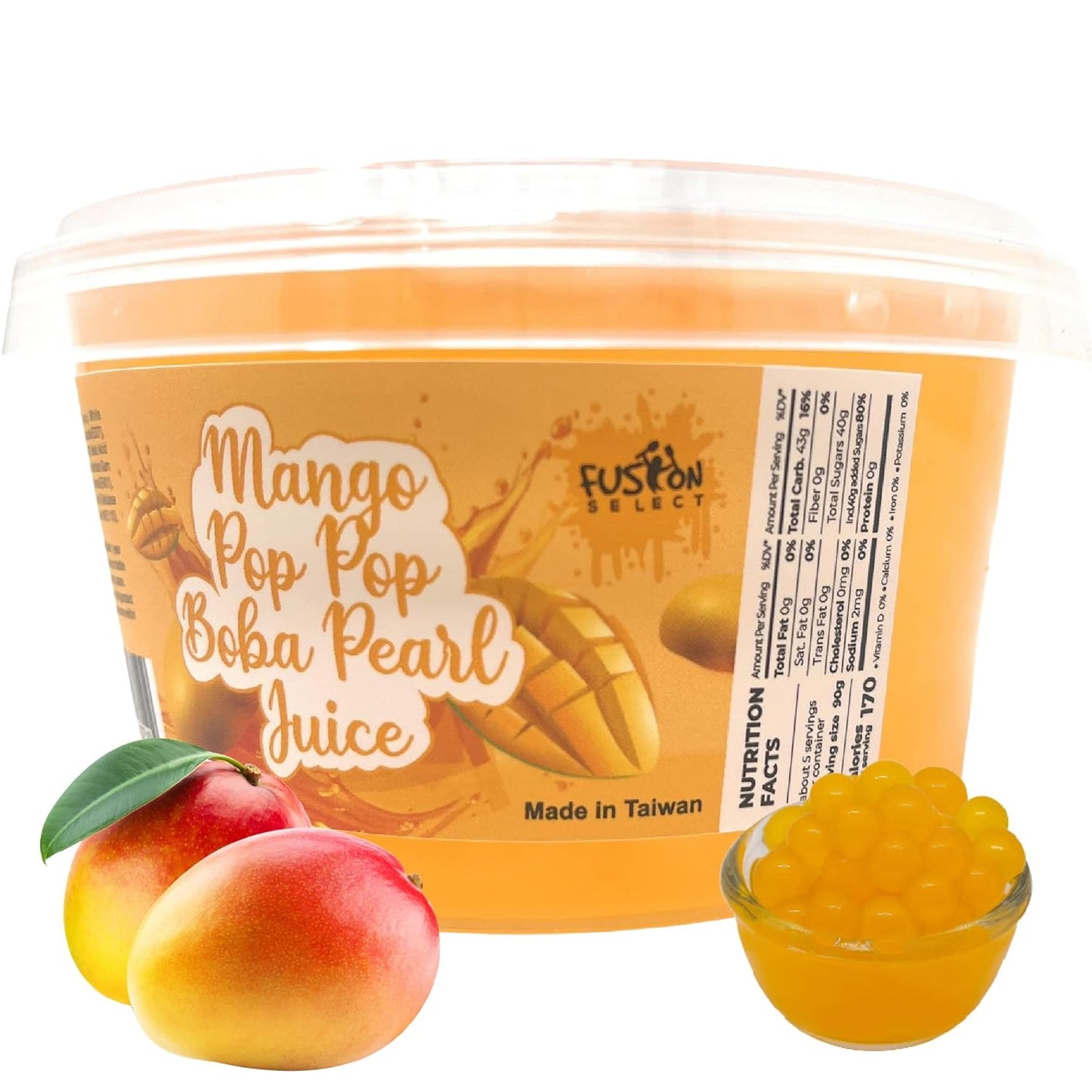 (_Variety_of_Flavors)_Fusion_Select_Mango_Boba_Bursting_Boba_Popping_Boba_Pearls_For_Fruit_Tea_Bubble_Tea,_Boba_Tea,_Dessert_Toppings_450_Gram