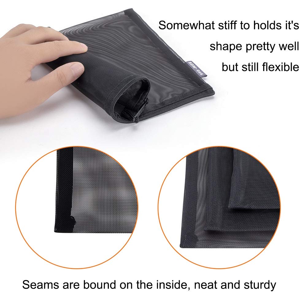 HRX_Package_Nylon_Mesh_Cosmetic_Zipper_Bags,_6PCS_Black_Makeup_Pouches_Travel_Organizer_Case_for_Purse_Diaper_Bag_(A5_x_3pcs,_A6_x_3pcs)