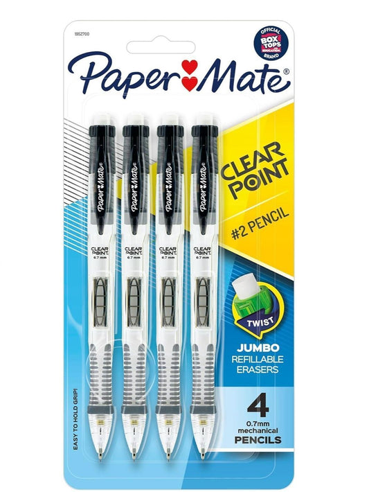 Paper_Mate_Clearpoint_Mechanical_Pencils_0.7mm_HB_#2_Pencil_Set_Art_Supplies_Teacher_Sketching_Drafting_College_School_Black_Barrels_4_Count