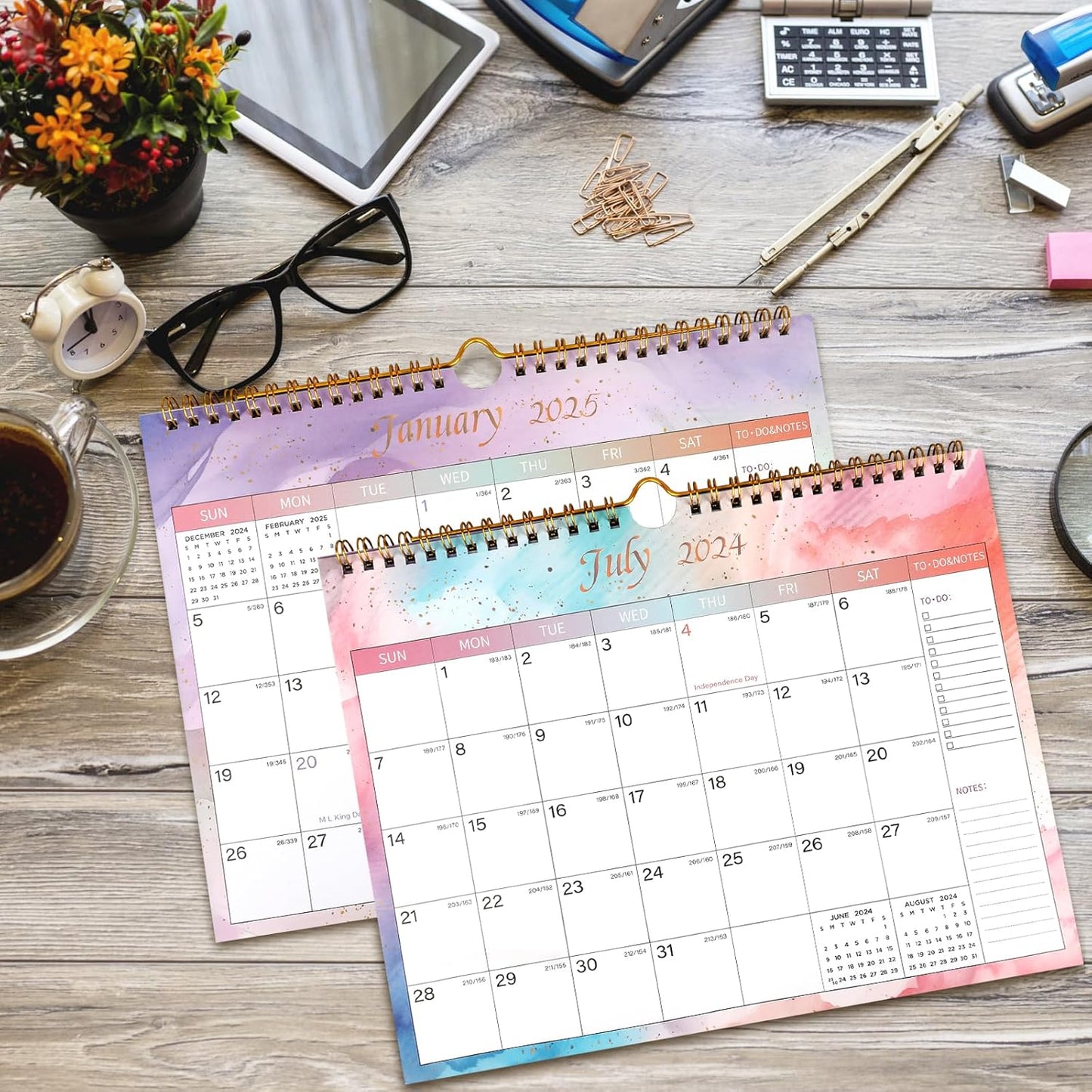 Lbylyhxc_2024-2025_Calendar_-_Includes_July_2024_to_December_2025-18_Monthly_Wall_Calendar_2024-2025,_11_x_8.5_Inches.Thick_Paper_with_Julian_Dates_and_Block_for_New_Year_and_Christmas_Presents_(2024-2025_wall_calendar_colorful)