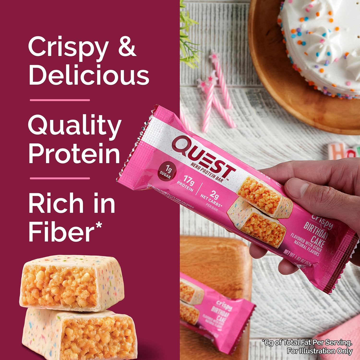 Quest_Nutrition_Crispy_Birthday_Cake_Hero_Protein_Bar,_17g_Protein,_1g_Sugar,_2g_Net_Carbs,_Gluten_Free_Snack,_Keto_Friendly,_4_Count