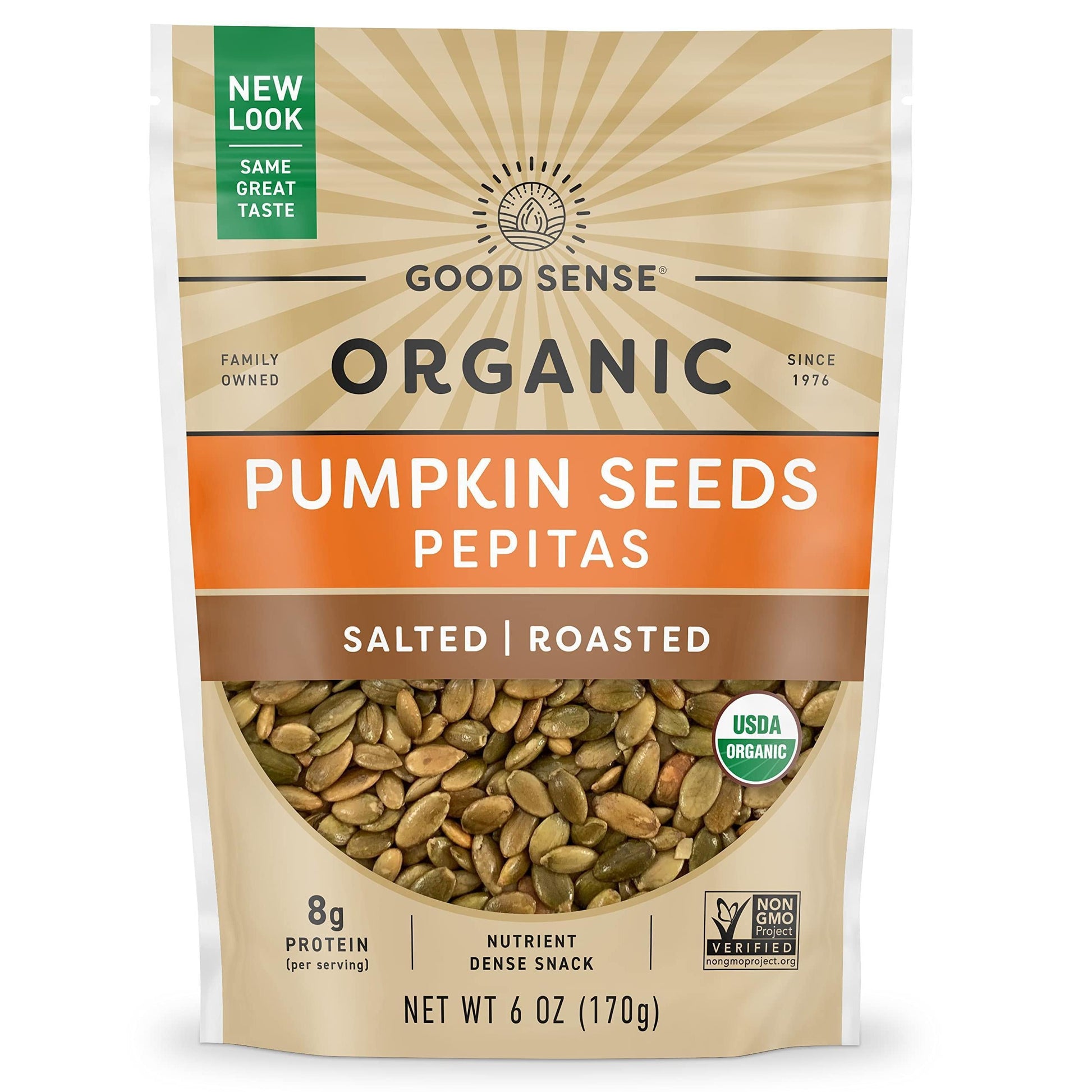 Good_Sense_Roasted_&_Salted_Organic_Pumpkin_Seeds_(Pepitas),_Non-GMO_&_All_Natural,_6_Ounce_Resealable_Bag