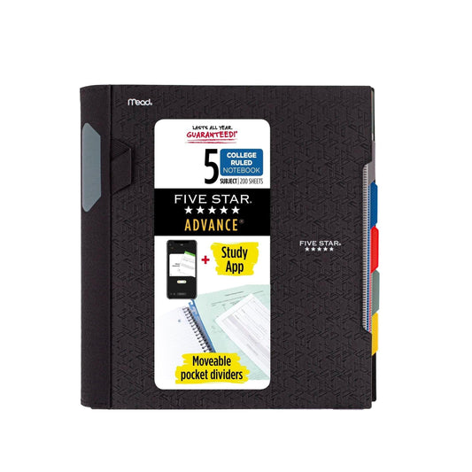 Five_Star_Spiral_Notebook_+_Study_App,_5_Subject,_College_Ruled_Paper,_Advance_Notebook_with_Spiral_Guard,_Movable_Tabbed_Dividers_and_Expanding_Pockets,_8-1/2"_x_11",_200_Sheets,_Black_(73144)