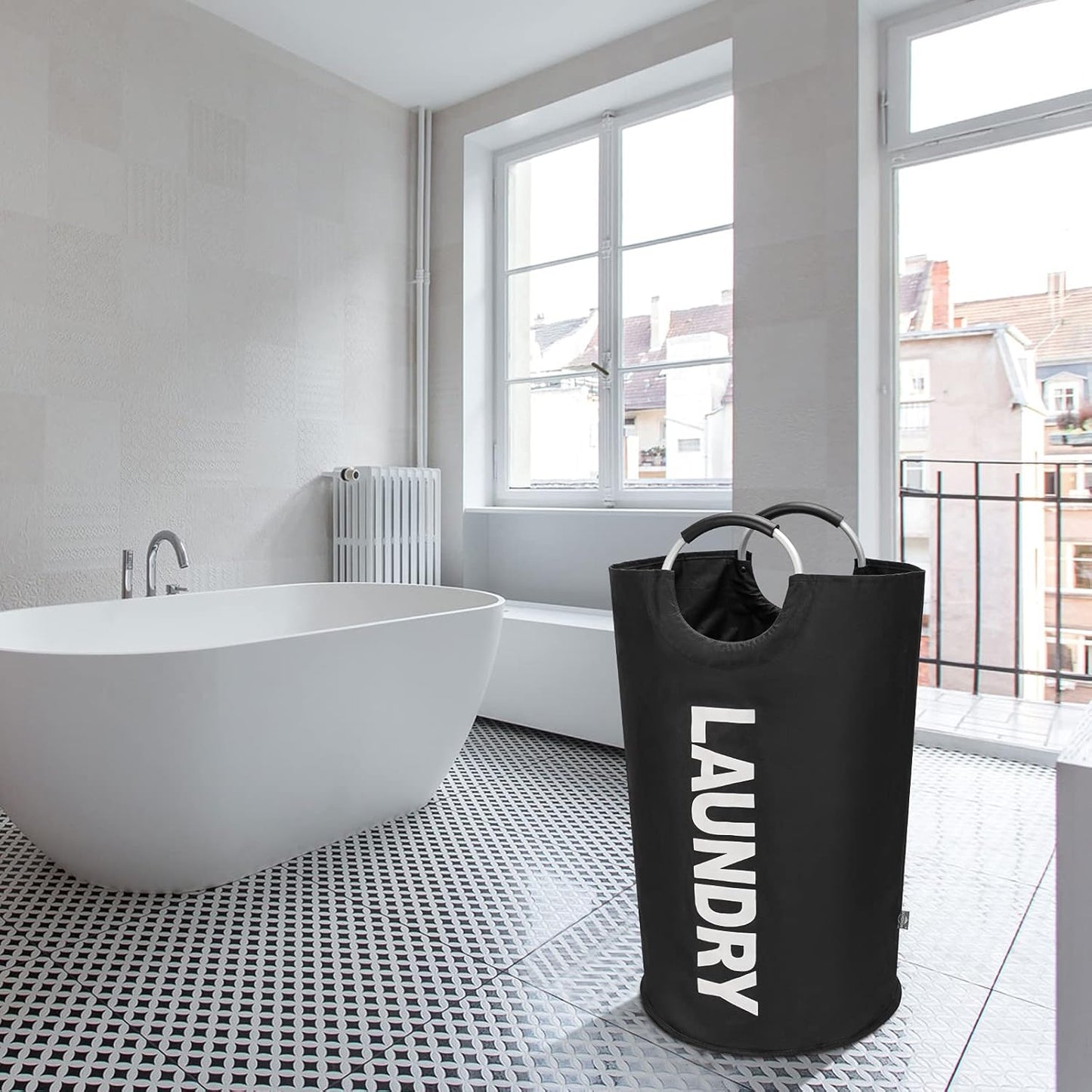 DOKEHOM_90L_Large_Laundry_Basket,_Collapsible_Laundry_Bag,_Freestanding_Tall_Clothes_Hamper,_Foldable_Washing_Bin