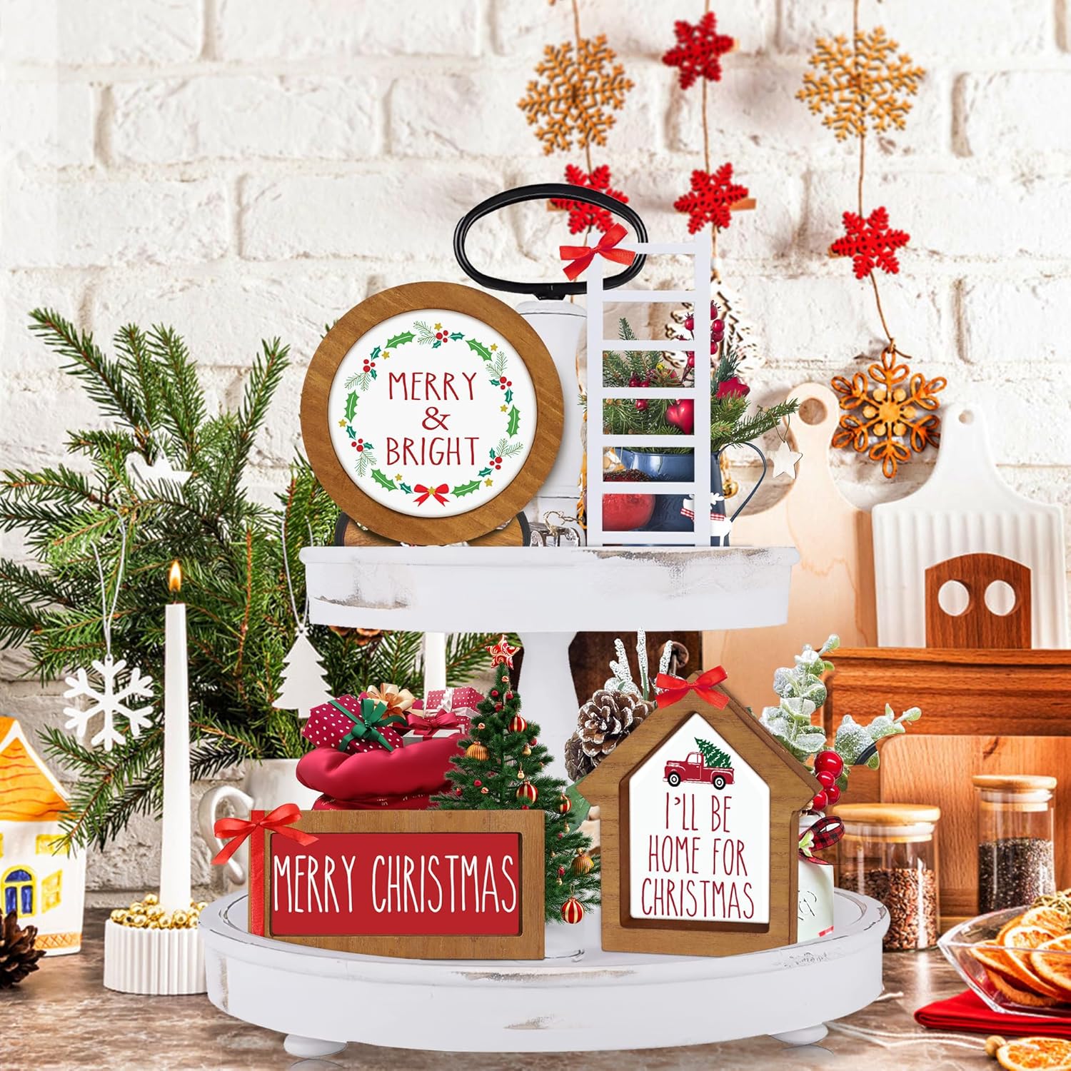 Farmhouse_Christmas_Tiered_Tray_Decorations_Set_-_Year_Round_Seasonal_Interchangeable_Holiday_Rustic_Wooden_Frames_with_Cards,_Ladder_for_Home_Kitchen_Table_Thanksgiving_Centerpiece