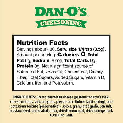 Dan-O's_Cheesoning_Seasoning,_7.6_oz_Bottle,_All_Purpose_Seasoning_for_Pizza,_Popcorn,_Chicken,_Bread_and_More,_Sugar_Free,_Zero_Calorie,_Parmesan_Cheese_Replacement_for_your_Favorite_Foods