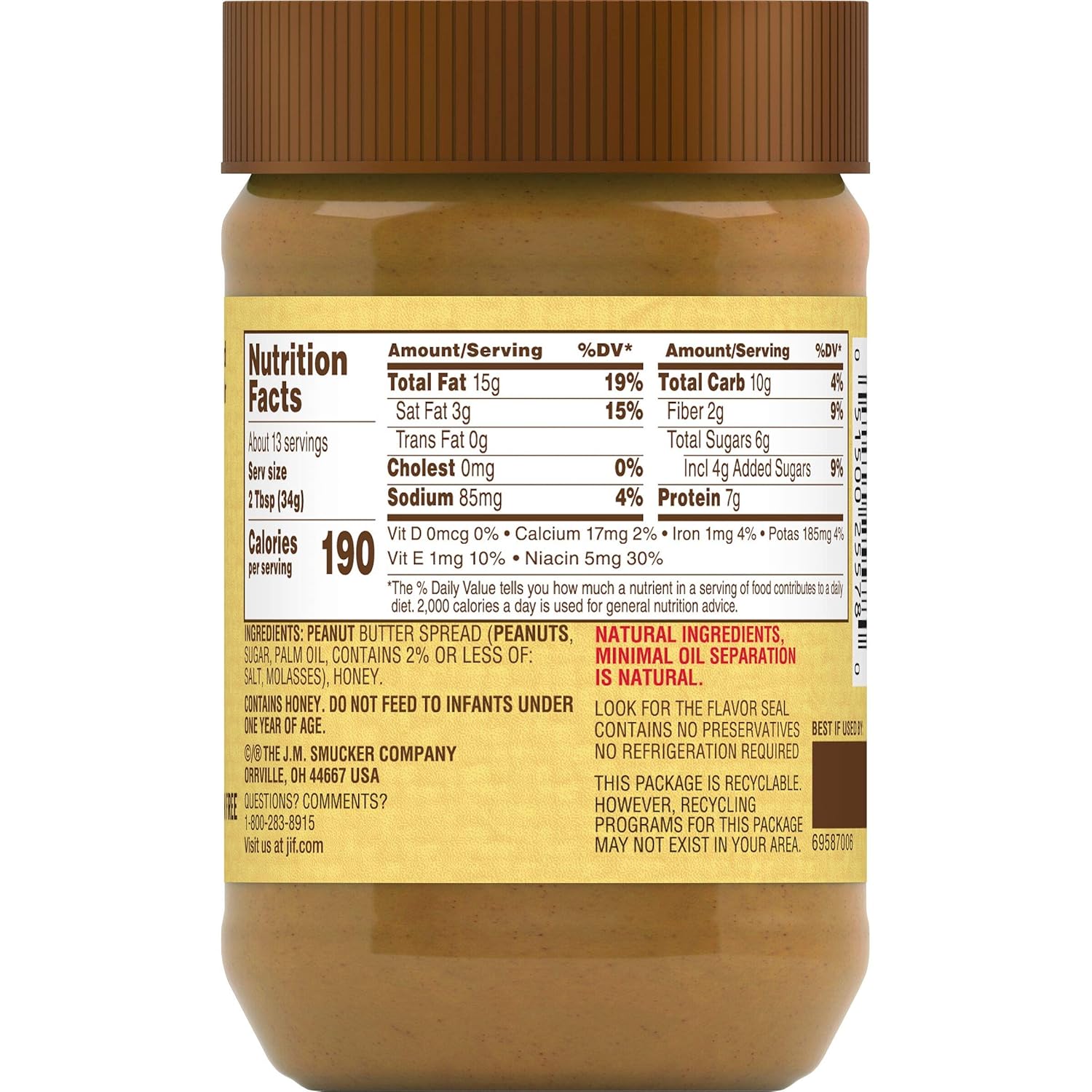 Jif_Natural_Creamy_Peanut_Butter_Spread_and_Honey_–_Contains_80%_Peanuts,_16_Ounces